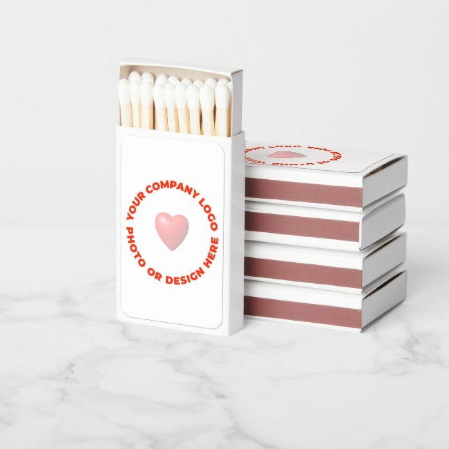 Custom Photo Logo MATCHBOXES - WHITE. Set of 50 (Stacked)