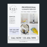 Custom Photo Logo Modern Business Marketing Flyer<br><div class="desc">Promote your cleaning business with confidence using this customizable flyer template designed for professional service providers. With a clean and modern layout, this flyer makes it easy to showcase your services, offer scheduling options like one-time, weekly, or bi-weekly cleanings, and display a bold call-to-action that encourages potential clients to get...</div>