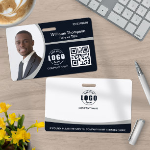 Custom Photo Logo QR Code Employee Corporate Grey Badge