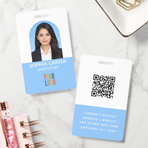 Custom Photo Logo QR Code Employee Sky ID Badge