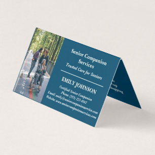Custom Photo & Logo Senior Companion Caregiver Business Card