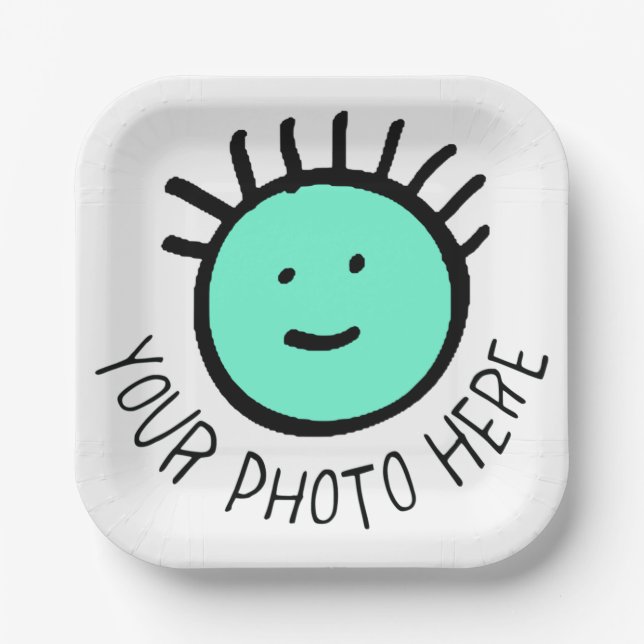 Custom Photo/Logo SQUARE Paper Plates - 7" Small (Front)