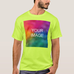 Custom Photo Logo Text Safety Green Men's Basic T-Shirt