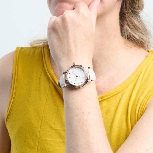 Custom Photo Logo Womens Rose Gold Vintage White Watch