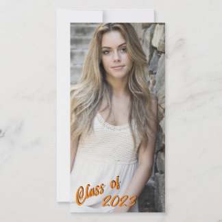 Custom Photo Long and Skinny Orange Class of Announcement