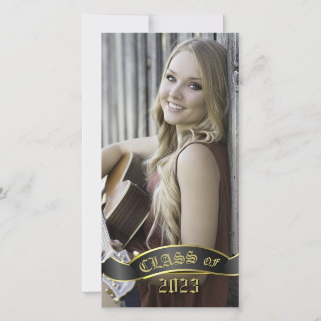 Custom Photo Long and Skinny Photo Graduation  Announcement (Front)