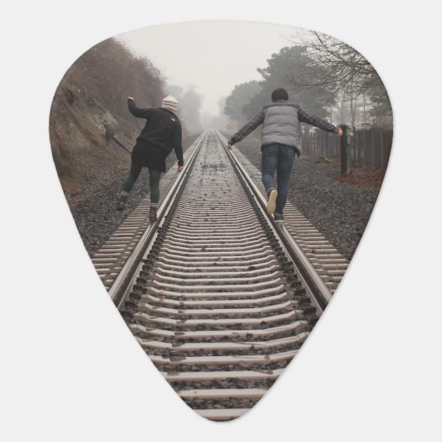 Custom Photo Love Ampersand Initials couples Guitar Pick (Front)