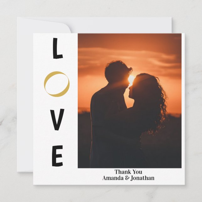 Custom Photo Love Flat Thank You Card (Front)