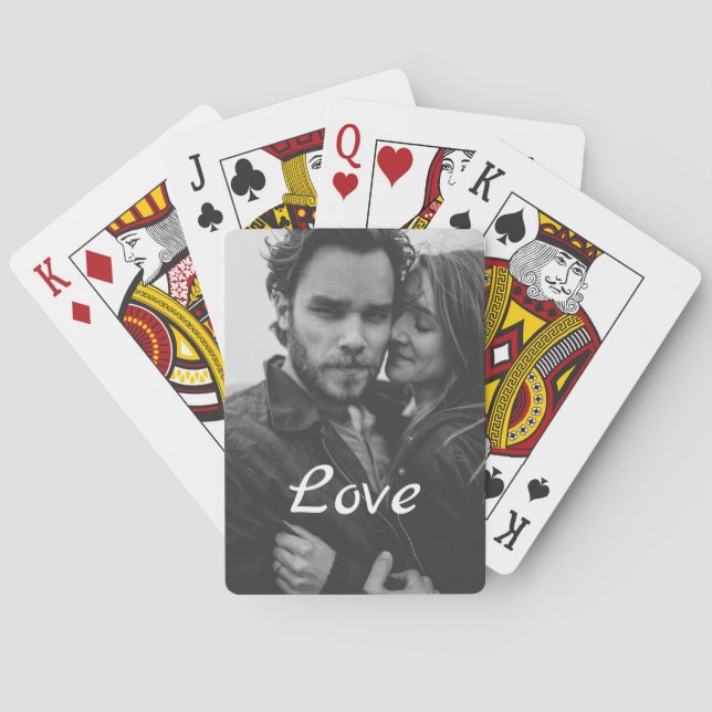 Custom Photo Love Girlfriend Boyfriend Script Poker Cards (Back)