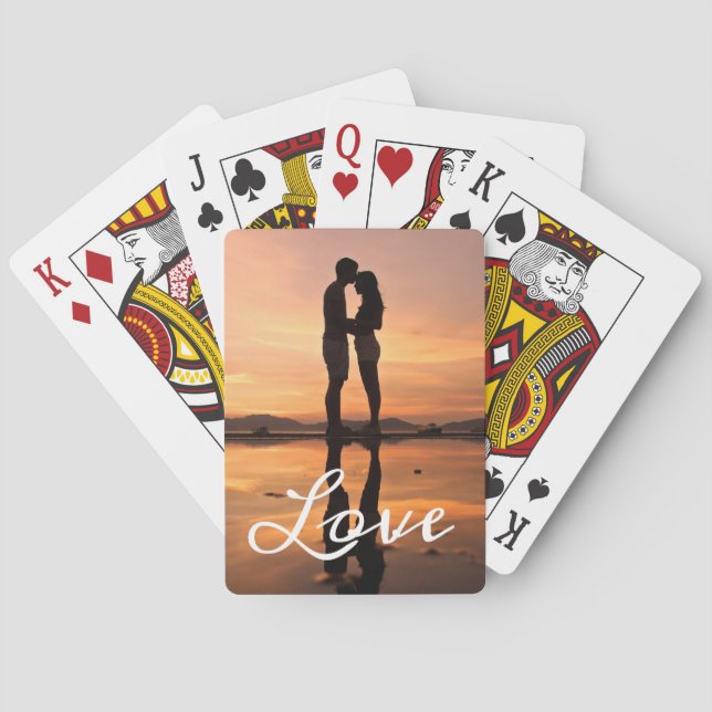 Custom Photo Love Girlfriend Boyfriend Script Poker Cards (Back)
