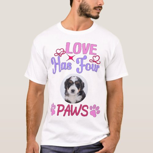 Custom Photo Love Has Four Paws Valentines Day T_Shirt