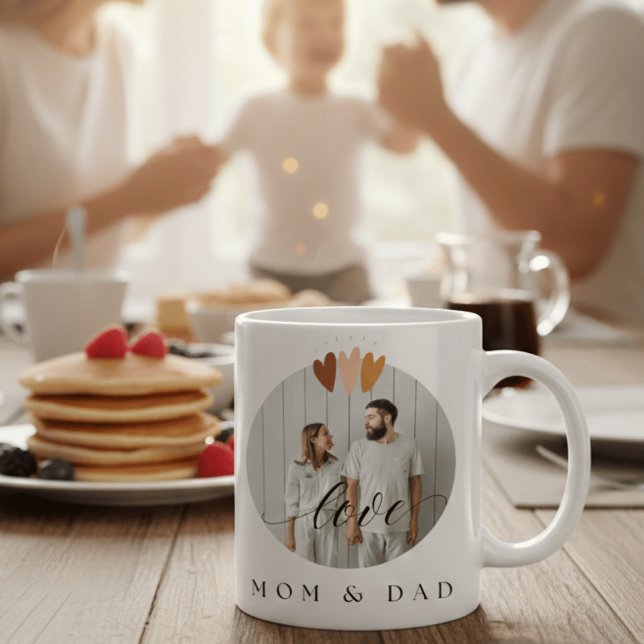 Custom Photo Love Mom and Dad Anniversary Gift  Coffee Mug (Creator Uploaded)