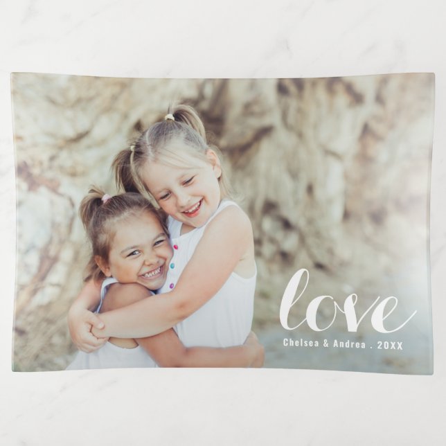 Custom Photo LOVE Personalized Trinket Tray (Front)