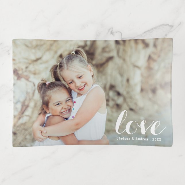 Custom Photo LOVE Personalized Trinket Tray (Front)
