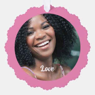 custom photo love pink cute simple paper ornament card