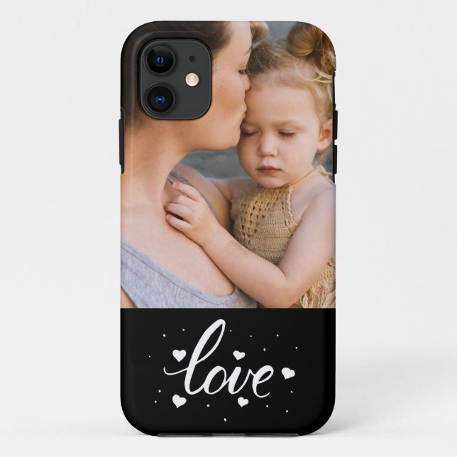 Custom Photo Love Script & Hearts Case-Mate iPhone Case (Back)