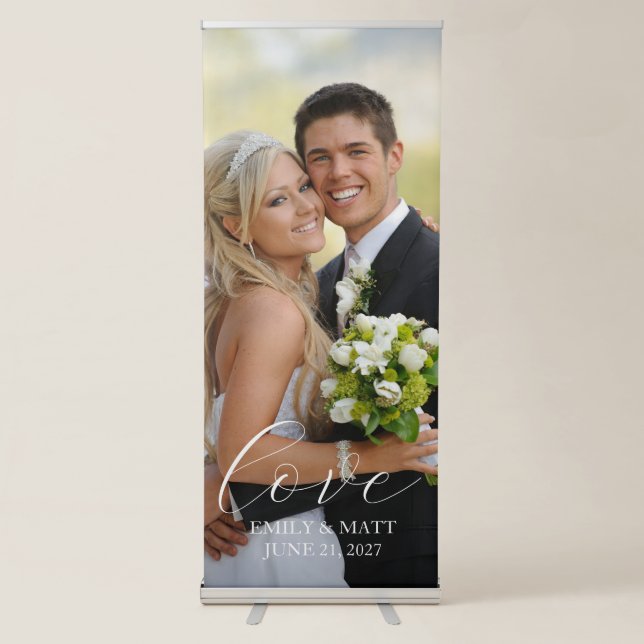 Custom Photo Love Script Retractable Banner (Front)