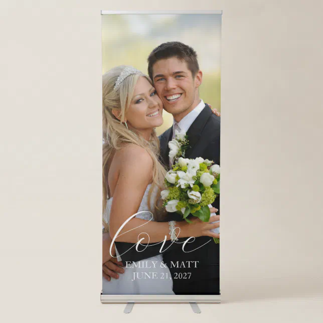 Custom Photo Love Script Retractable Banner | Zazzle