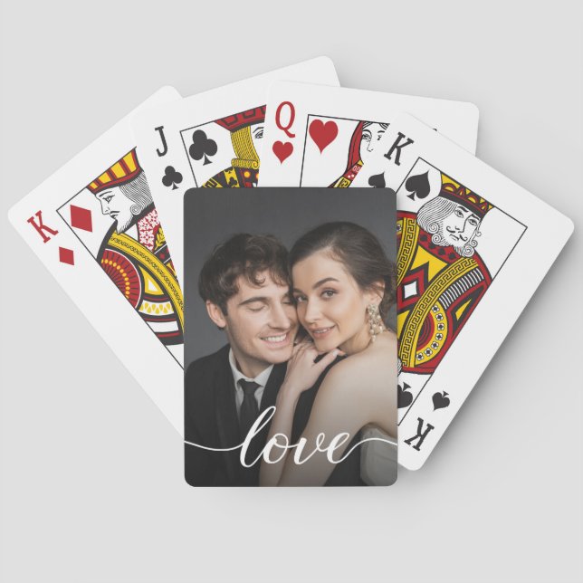Custom Photo Love script Valentine's day Simple Poker Cards (Back)