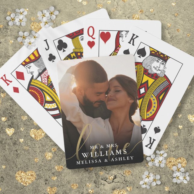 Custom Photo Love Script Wedding Favor Poker Cards (Custom Photo Love Script Wedding Favor Poker Cards)