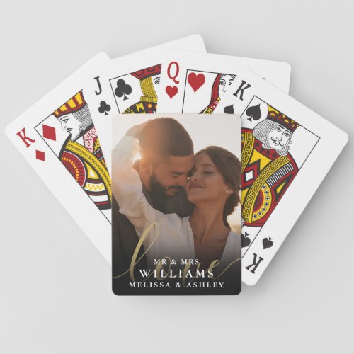 Custom Photo Love Script Wedding Favor Poker Cards