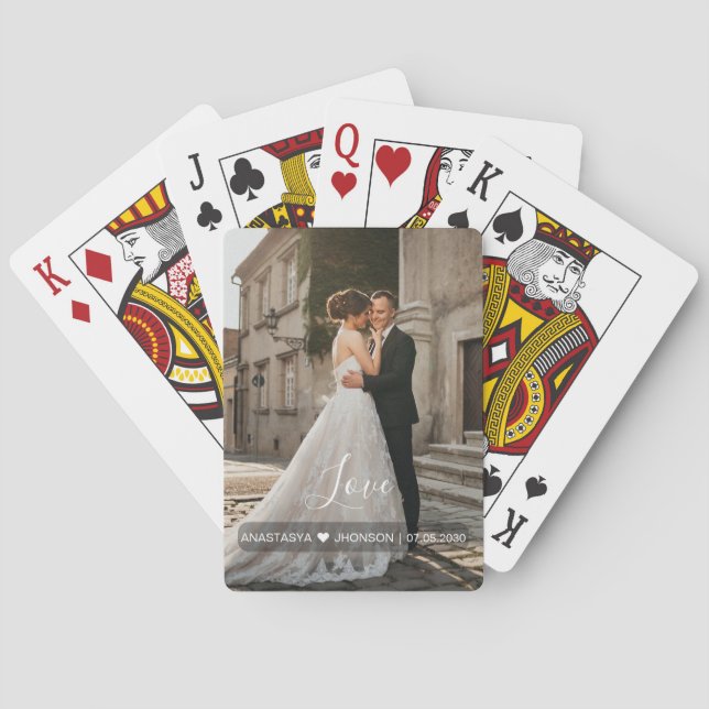 Custom Photo Love script Wedding favors Poker Card (Back)