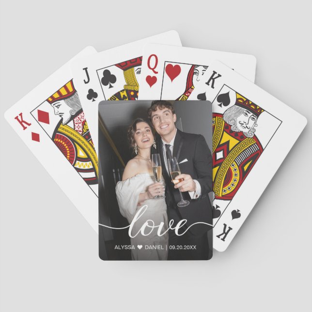 Custom Photo Love script Wedding favors Poker Cards (Back)