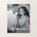 Custom Photo Love Script Wedding  Jigsaw Puzzle<br><div class="desc">Add your custom photo to this modern wedding jigsaw puzzle with elegant hand lettered love script. A perfect gift for yourself,  friends and family.</div>