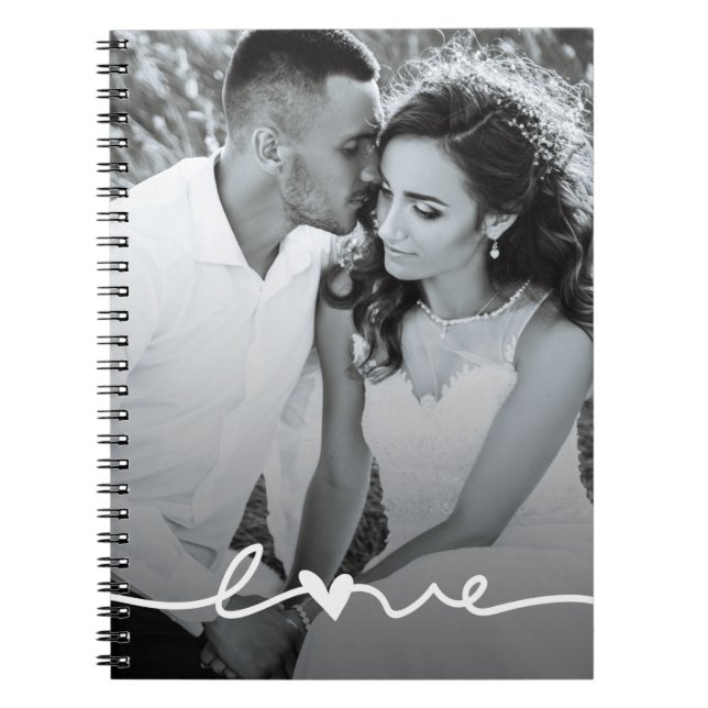Custom Photo Love Script Wedding Planner Notebook (Front)