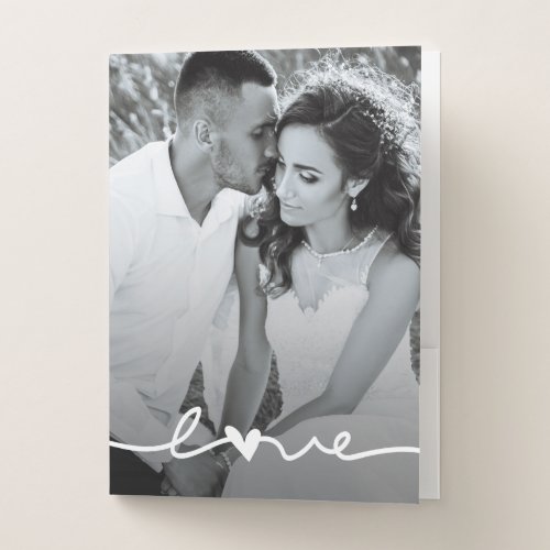 Custom Photo Love Script Wedding Planner Pocket Folder