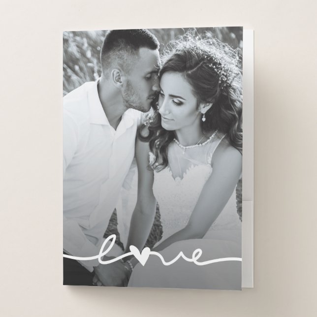 Custom Photo Love Script Wedding Planner Pocket Folder (Front)