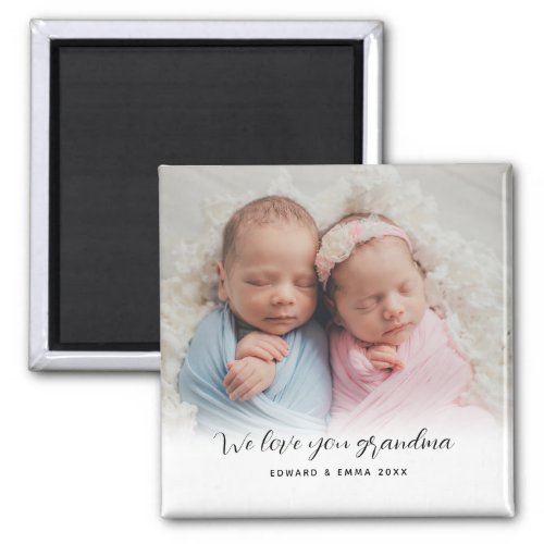 Custom Photo Love you Grandma Names Year Magnet