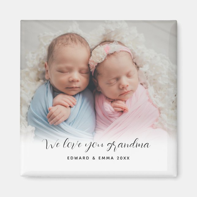 Custom Photo Love you Grandma Names Year Magnet (Front)