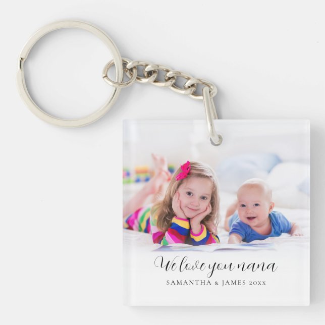 Custom Photo Love You Nana Names Year  Keychain (Front)