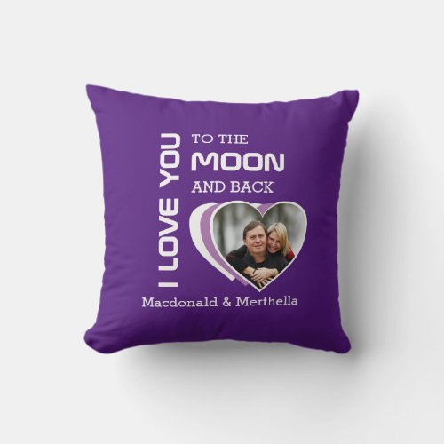 Custom Photo LOVE YOU TO THE MOON Throw Pillow