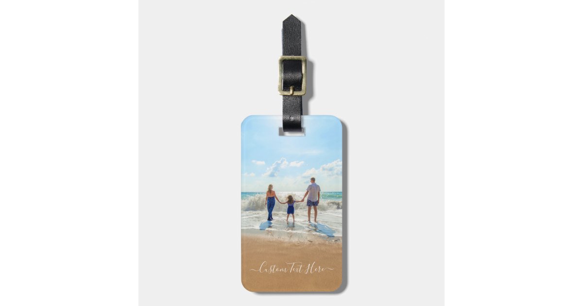 Custom Photo Luggage Tag with Your Photos and Text Zazzle