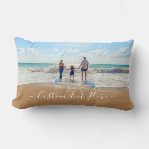 Custom Photo Lumbar Pillow Your Photos and Text