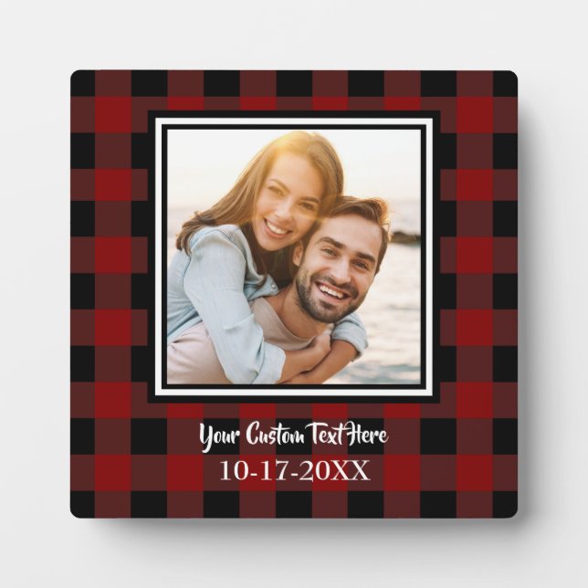 Custom Photo Lumberjack Plaid Personalize Template Plaque (Front)