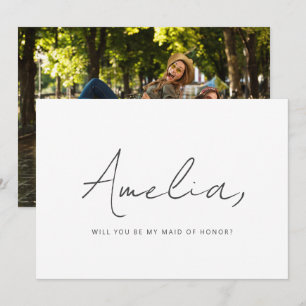 Custom Photo Maid of Honor Handwriting Proposal Note Card