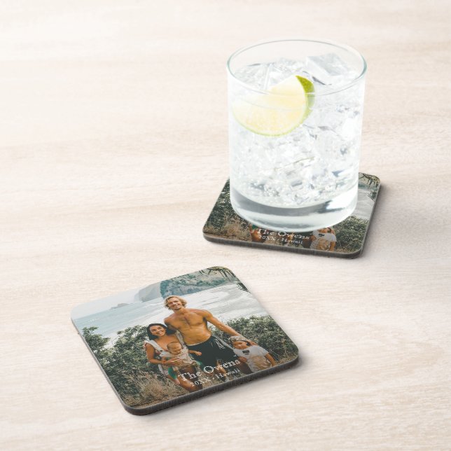 Custom Photo Make it Unique Family Vacation  Beverage Coaster (Right Side)