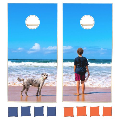 Custom Photo Make Your Own Design _ I Love My Pet  Cornhole Set