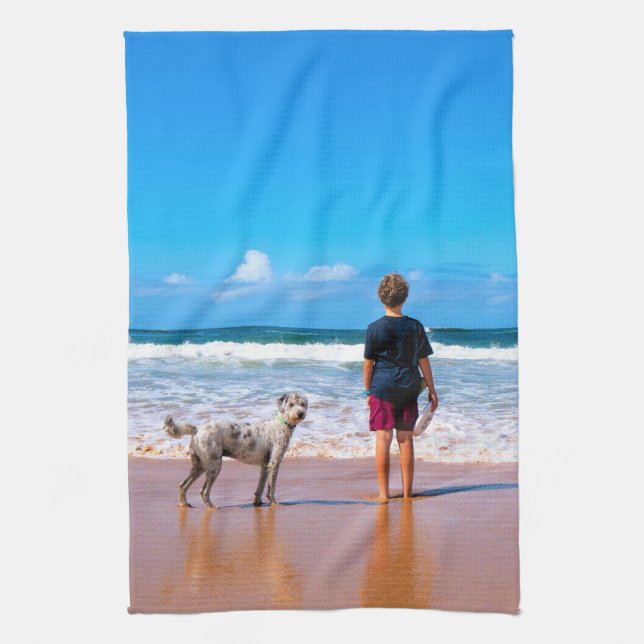 Custom Photo Make Your Own Design - I Love My Pet  Kitchen Towel (Vertical)