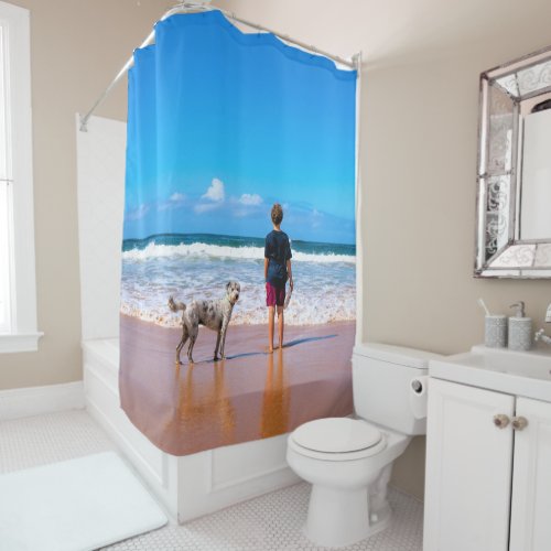Custom Photo Make Your Own Design _ I Love My Pet  Shower Curtain