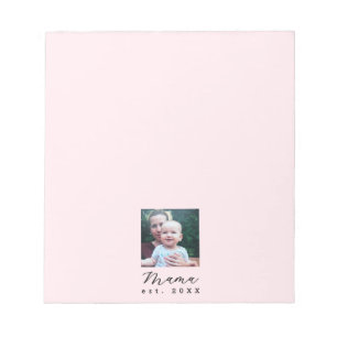 Custom Photo Mama Child Est. Year Pastel Pink Notepad