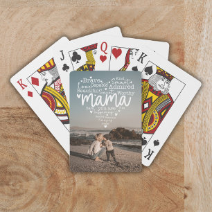 Custom Photo Mama You Are Script Heart Overlay Poker Cards