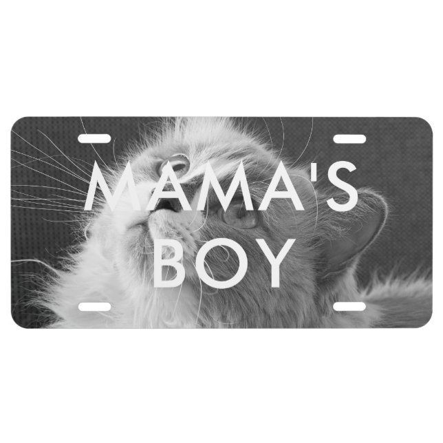 Custom Photo Mama's Boy Personalized License Plate (Front)