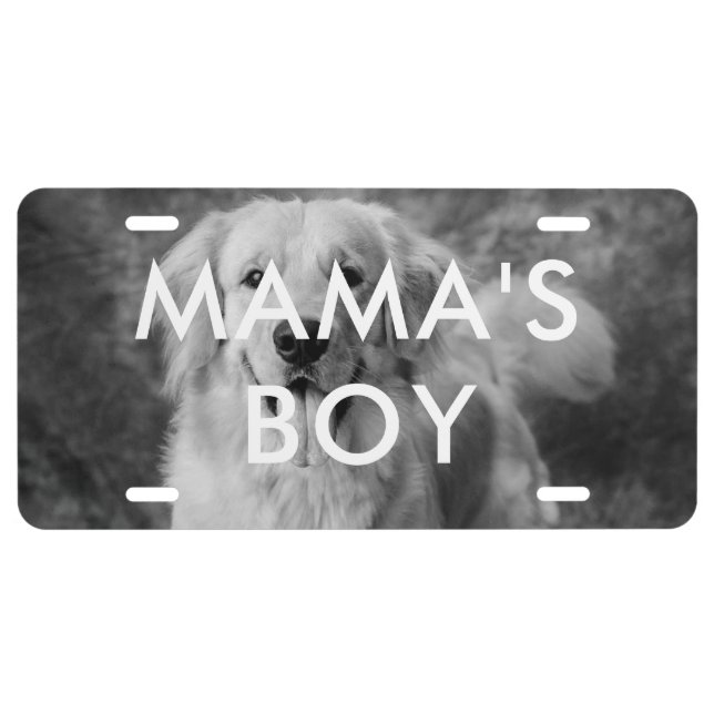Custom Photo Mama's Boy Personalized License Plate (Front)