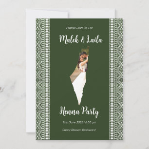 Custom Photo Map Of Palestine Green Henna Sign Invitation