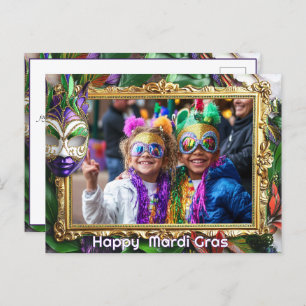 Custom photo💚💜💛 Mardi Gras Magic  Postcard