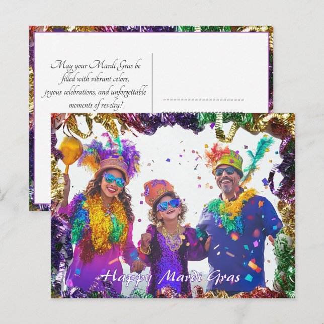 Custom photo💚💜💛 Mardi Gras Memories Postcard (Front/Back)